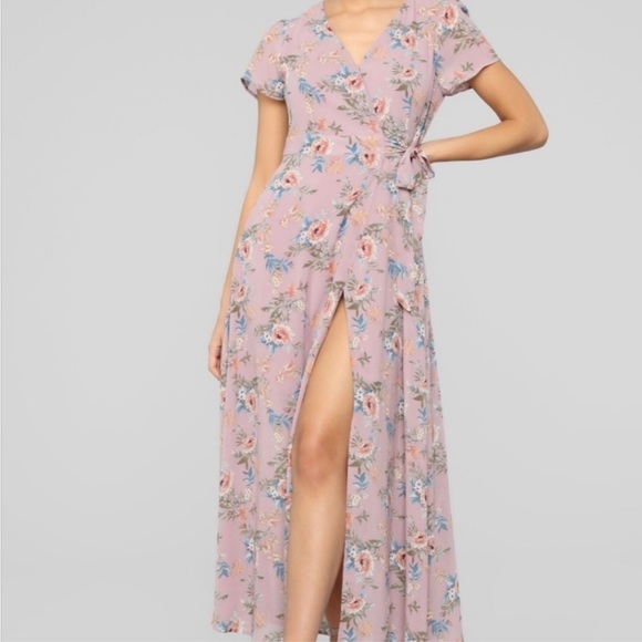 Active USA Floral Wrap Maxi Dress Purple Large - Picture 1 of 12